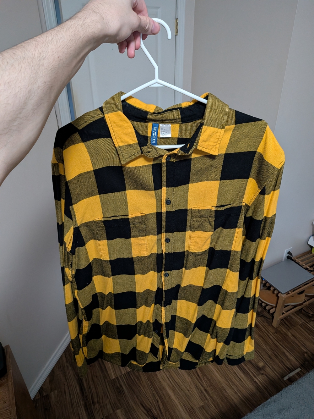 H&M Yellow and Black Plaid Shirt
